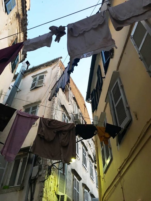clothes hung out to dry at corfu island