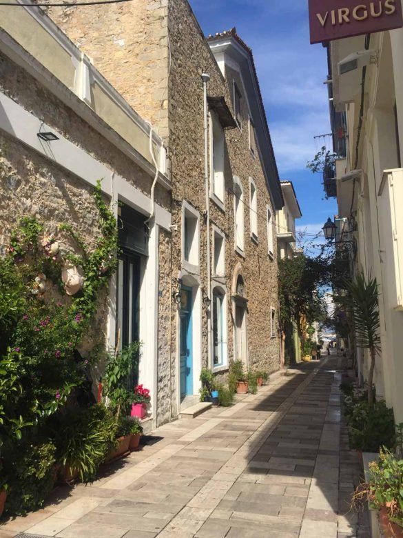 bloomed small alley at Nafplio, Greece