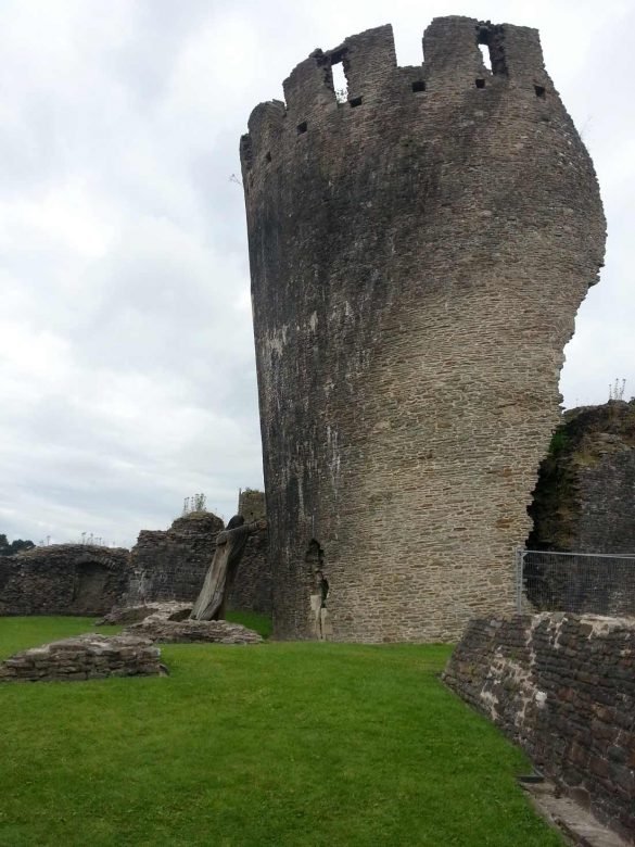 leaning tower of caerphilly castle at 10 degrees