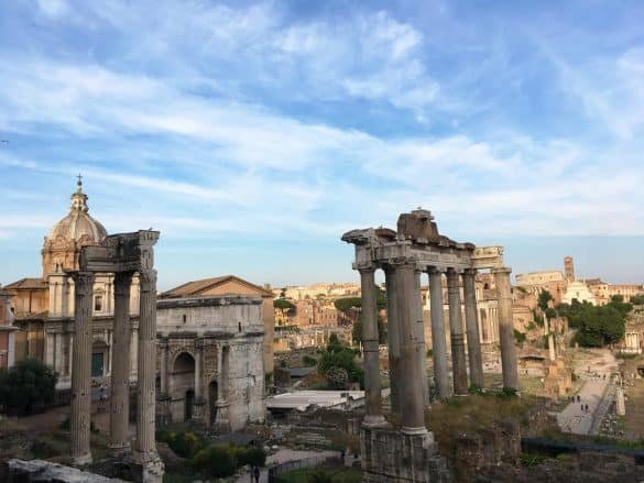 ancient roman agora with ruins and temples