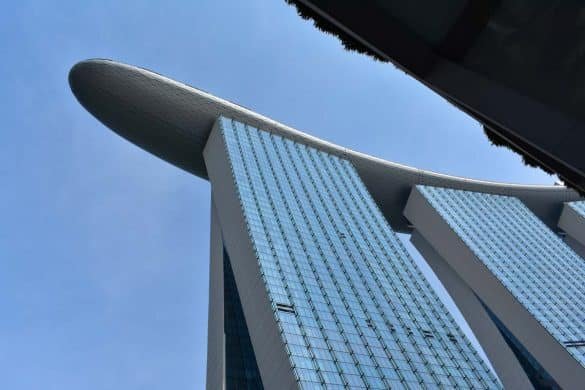 view of marina bay sands from the ground