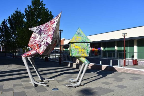 colourful weird animal statues in perth street