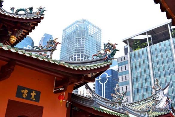 a Buddhist temple with a traditional roof