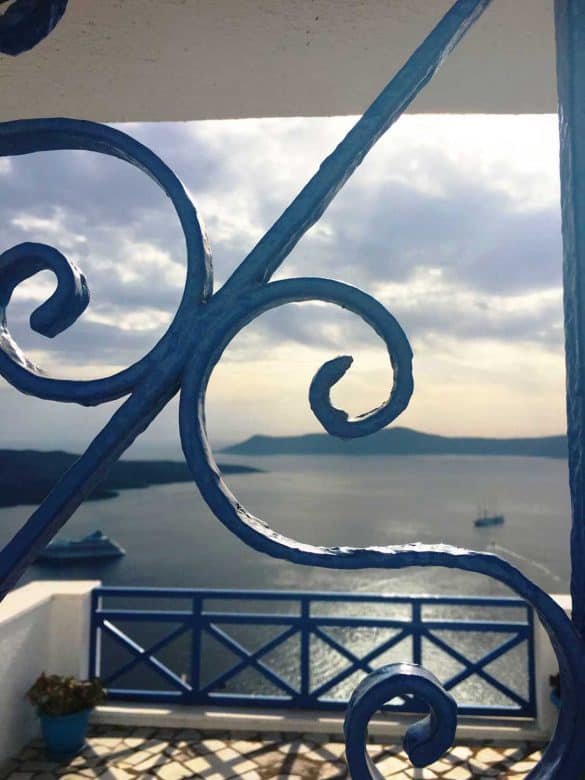 Blue bars with sea view at Santorini, gReece