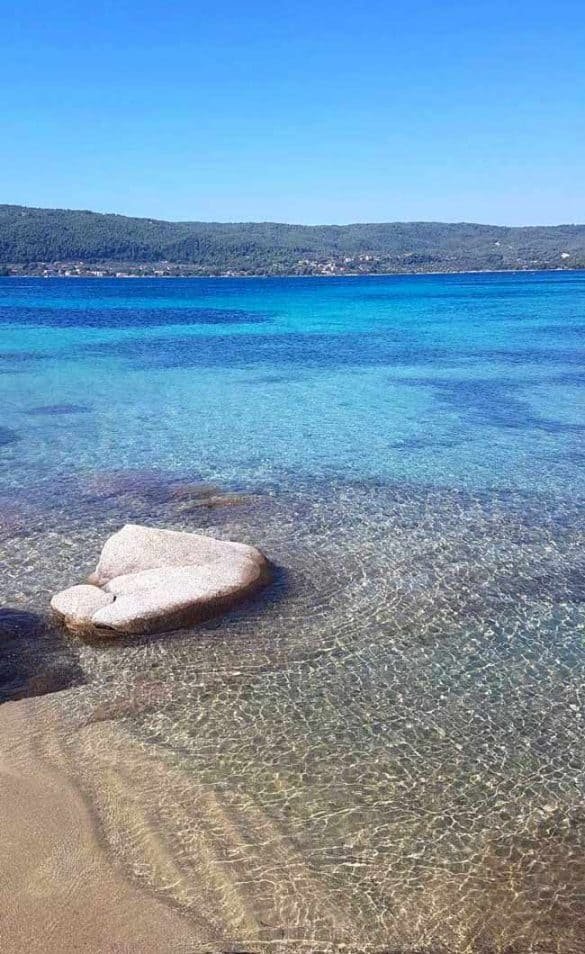 Crystal blue sea at Diaporos Island, Halkidiki, Greece