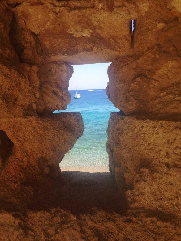 castle window to the sea in rhodes
