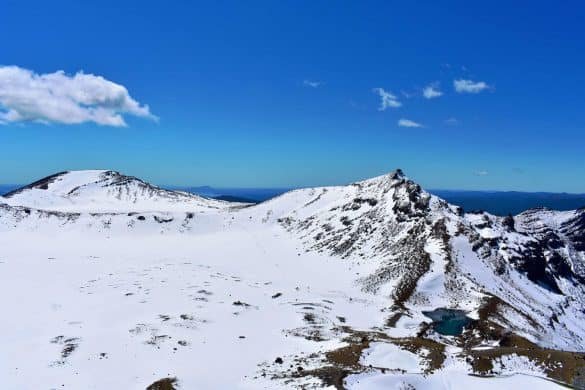 Emerald Lakes – Tongariro National Park, New Zealand view of emerald Lakes at snowy tongariro National Park at New Zealand