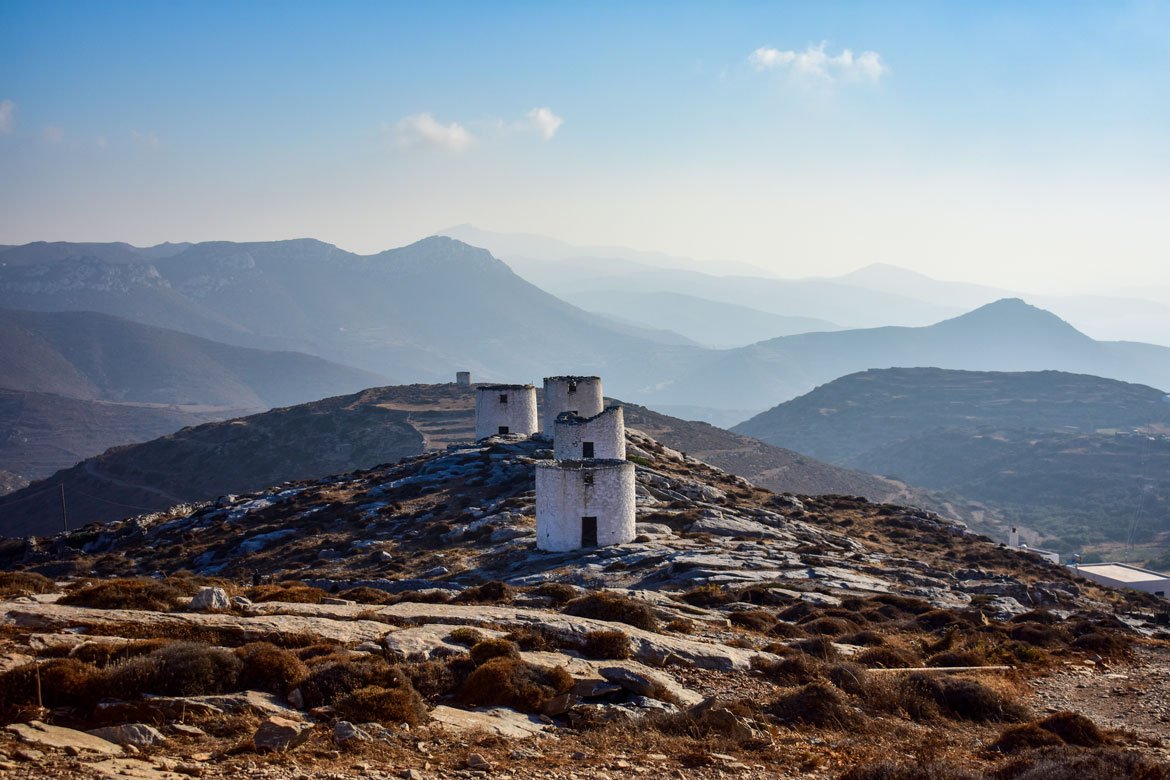 four abandoned traditional windmills